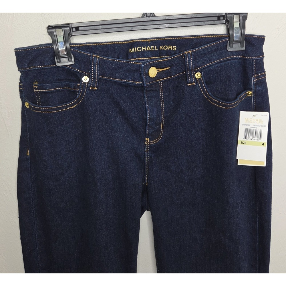 *NEW w/Tags Michael Kors Jeans Straight Leg Women's Size 4 Dark Blue Indigo - Picture 6 of 9